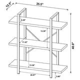 Cole 3-Shelf Bookcase Antique Nutmeg and Black