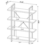 Cole 4-Shelf Bookcase Antique Nutmeg and Black