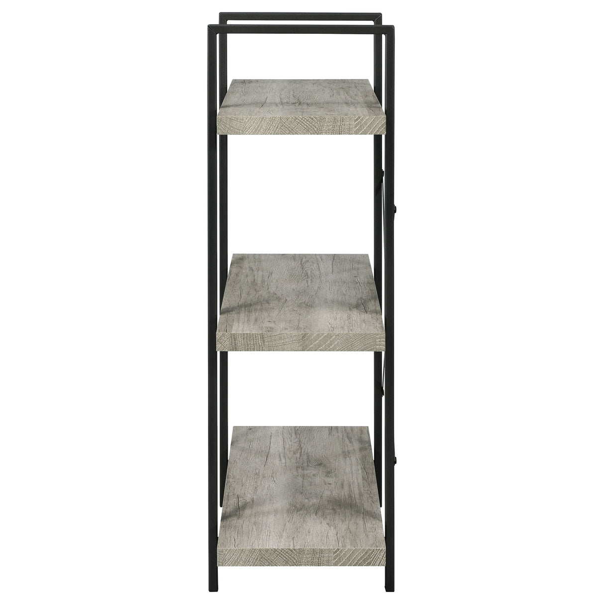 Cole 3-Shelf Bookcase Grey Driftwood and Gunmetal