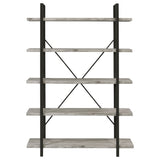 Cole 5-Shelf Bookcase Grey Driftwood and Gunmetal