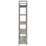 Cole 5-Shelf Bookcase Grey Driftwood and Gunmetal