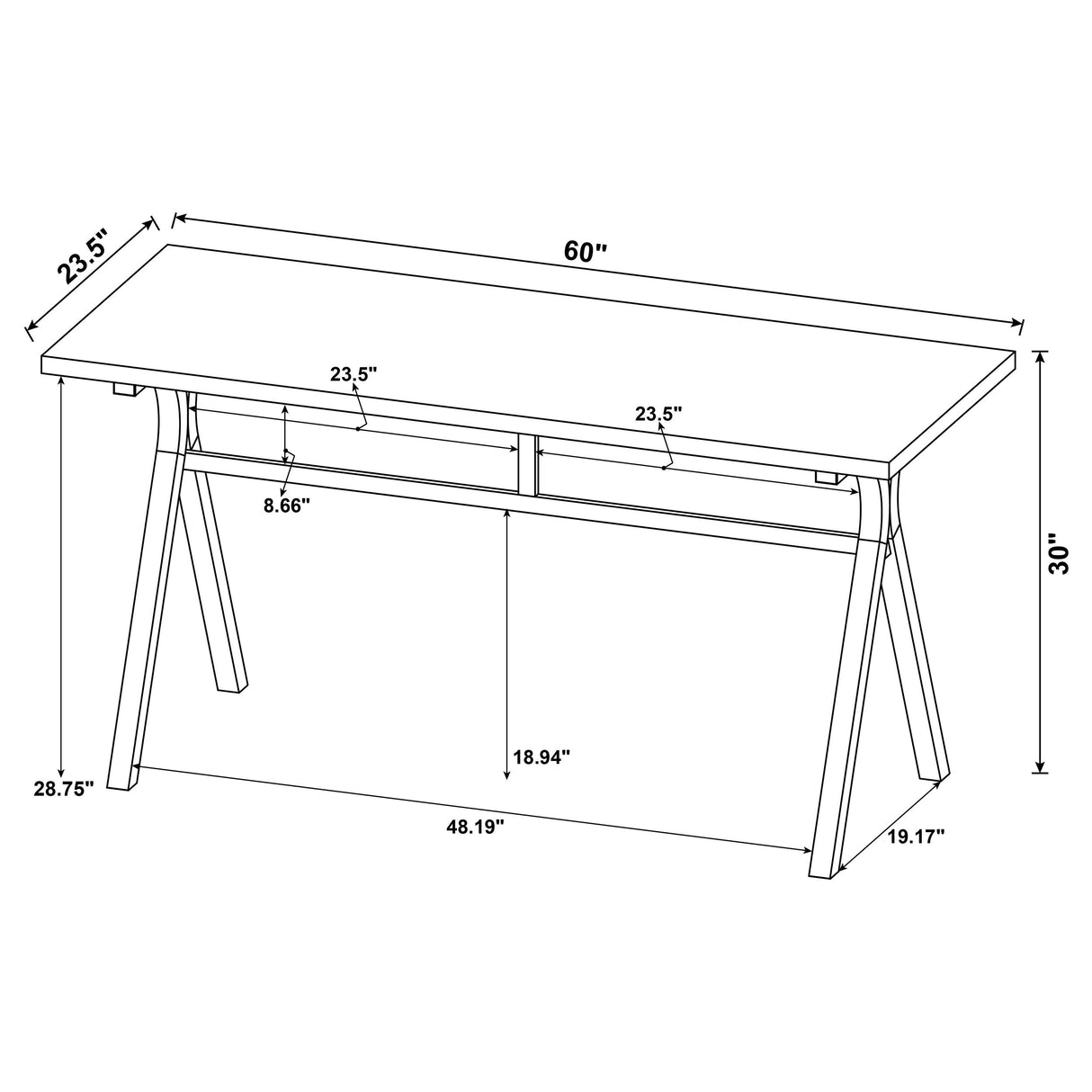 Tatum Rectangular Writing Desk Cement and Gunmetal