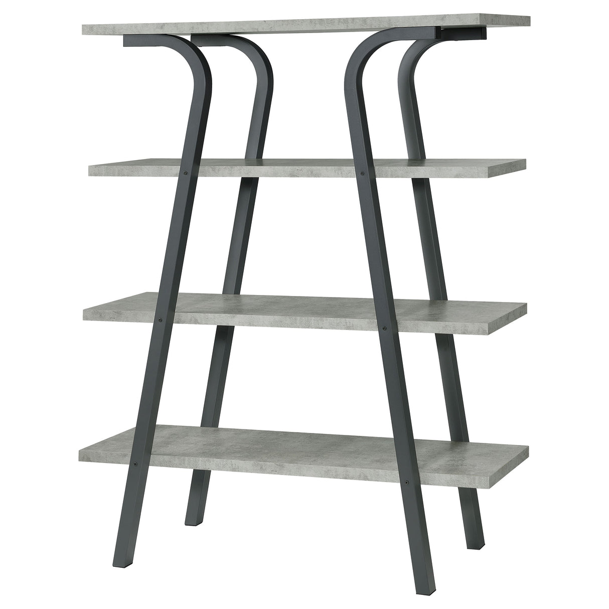 Tatum 4-tier Rectangular Bookcase Cement and Gunmetal