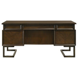 Marshall 6-drawer Executive Desk Dark Walnut and Gunmetal