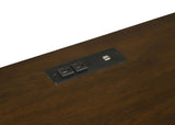 Marshall 5-drawer Credenza Desk With Power Outlet Dark Walnut and Gunmetal