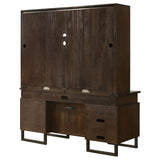 Marshall 10-drawer Credenza Desk With Hutch Dark Walnut and Gunmetal