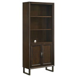 Marshall 5-shelf Bookcase With Storage Cabinet Dark Walnut and Gunmetal