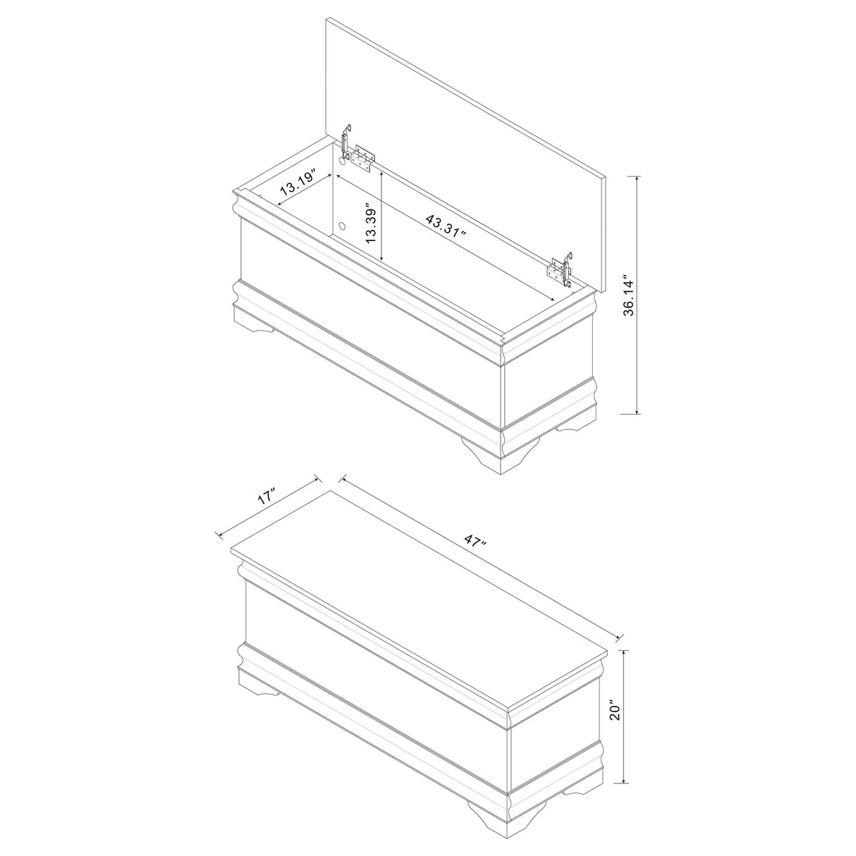 Pablo Rectangular Cedar Chest Warm Brown