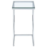 Cayden Rectangular Top Accent Table Chrome and Clear