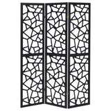 Nailan 3-panel Open Mosaic Pattern Room Divider Black