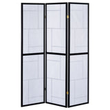 Damis 3-panel Folding Floor Screen Black and White