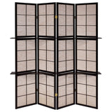 Iggy 4-panel Folding Screen with Removable Shelves Tan and Cappuccino