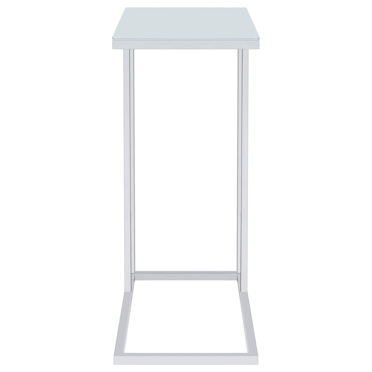 Stella Glass Top Accent Table Chrome and White