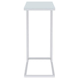 Stella Glass Top Accent Table Chrome and White