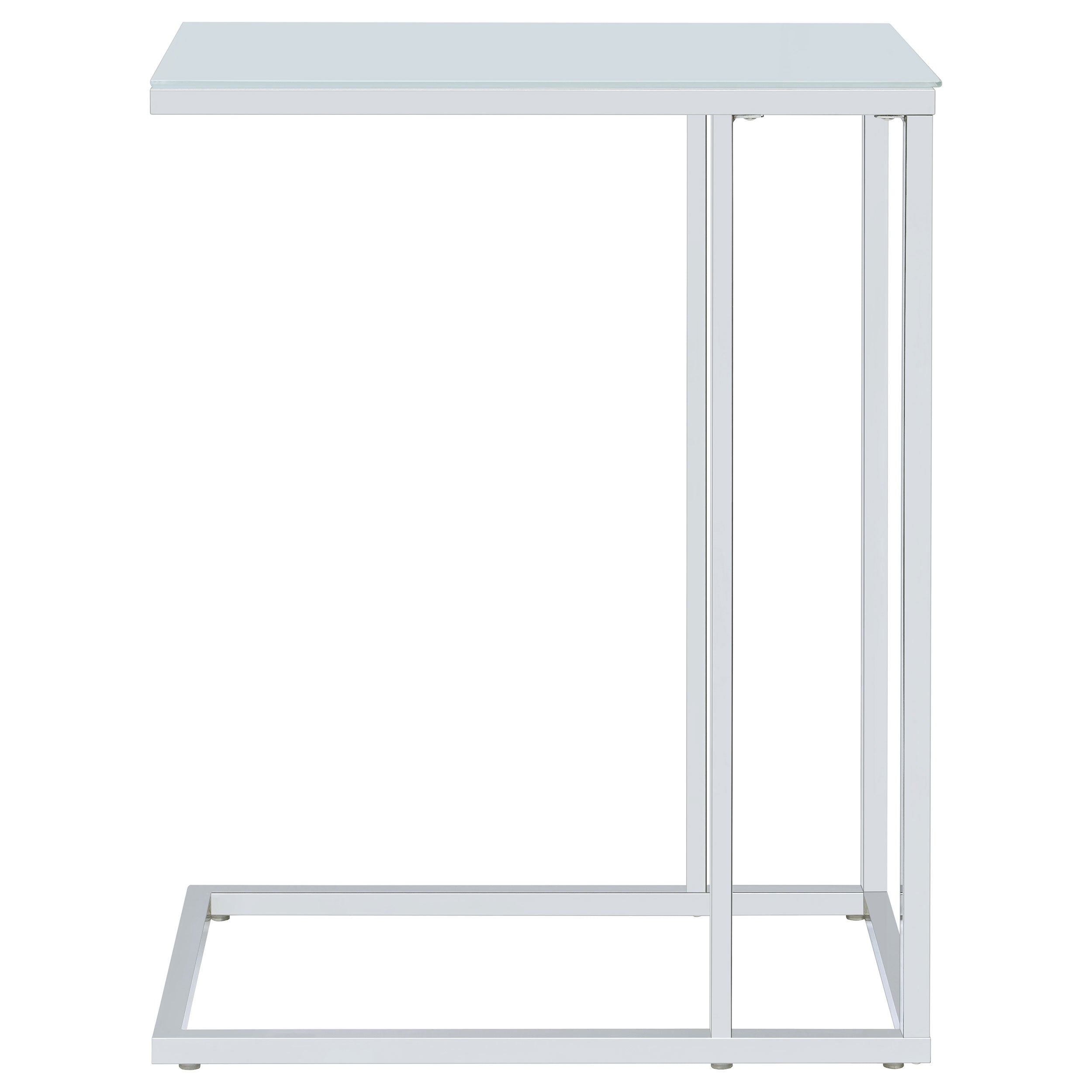 Stella Glass Top Accent Table Chrome and White