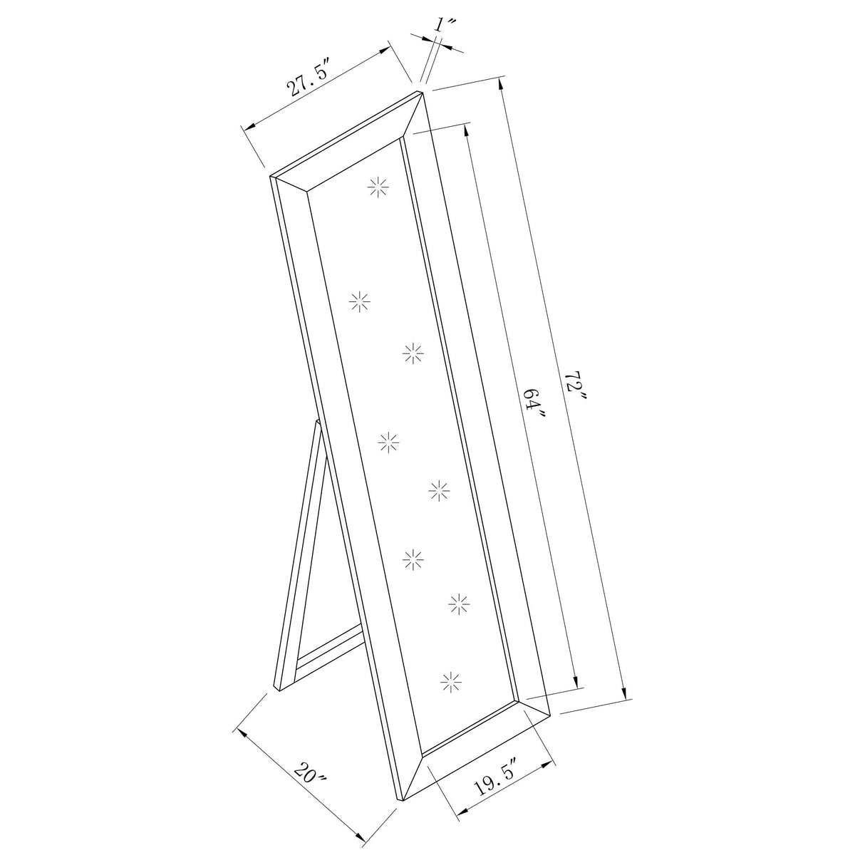 Toga Rectangular Floor Mirror Cappuccino