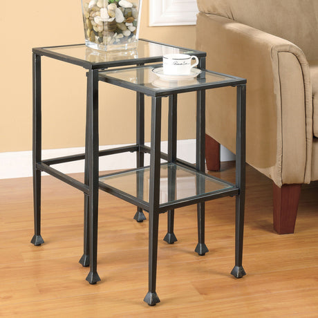 Leilani 2-piece Glass Top Nesting Tables Black