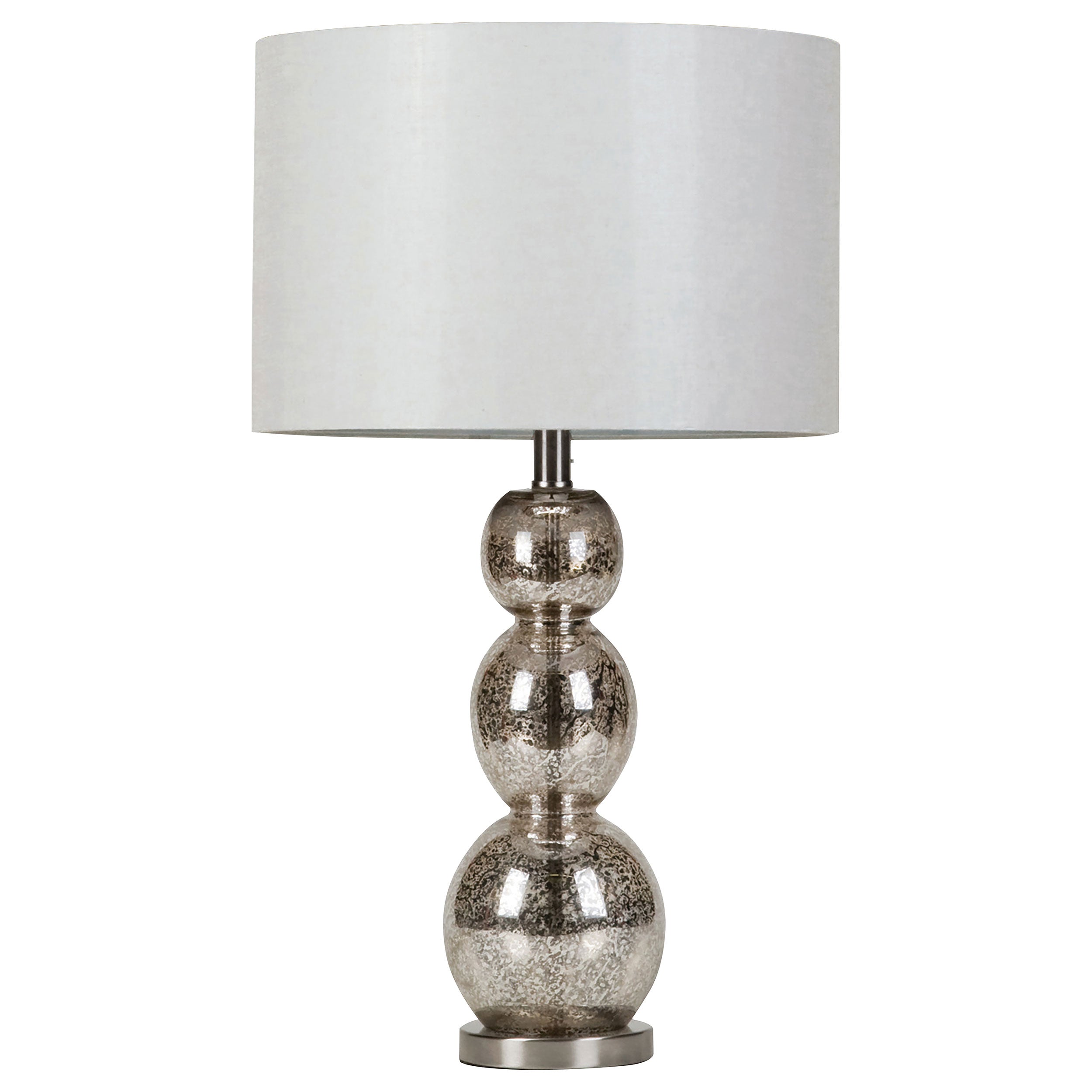 Mineta Drum Shade Table Lamp White and Antique Silver