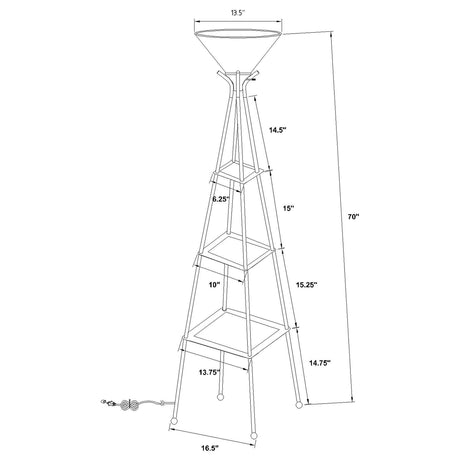 Gianni Versatile Shelf Tower Floor Lamp Charcoal Black