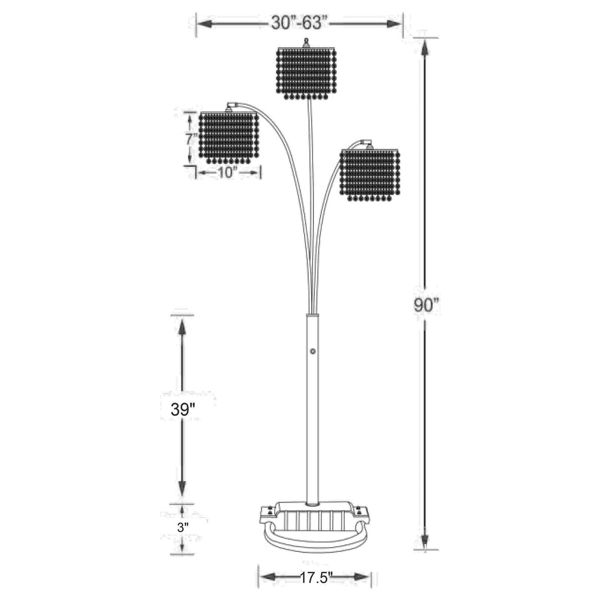 Miriam Crystal Drop Shade Floor Lamp Chrome