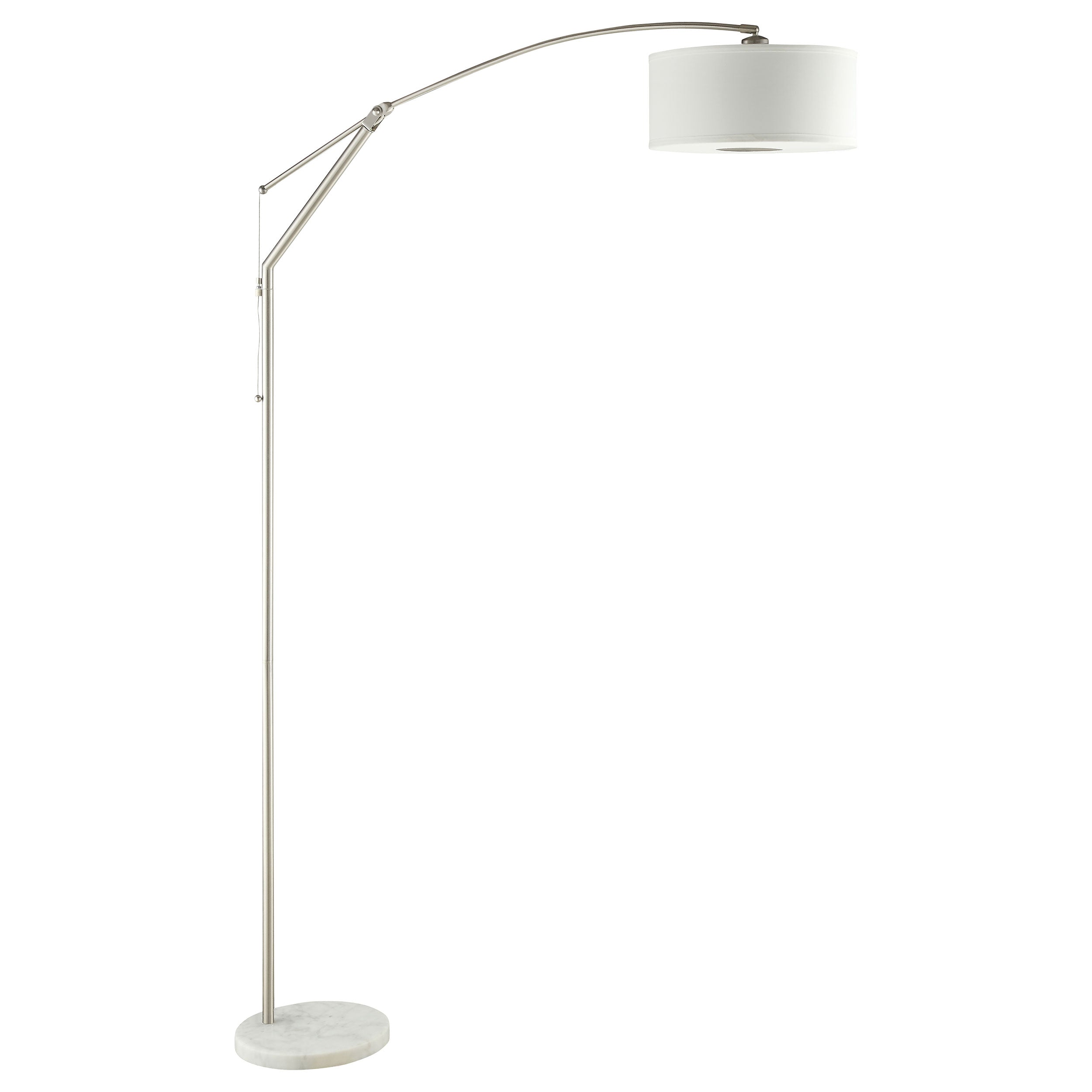 Moniz Adjustable Arched Arm Floor Lamp Chrome and White