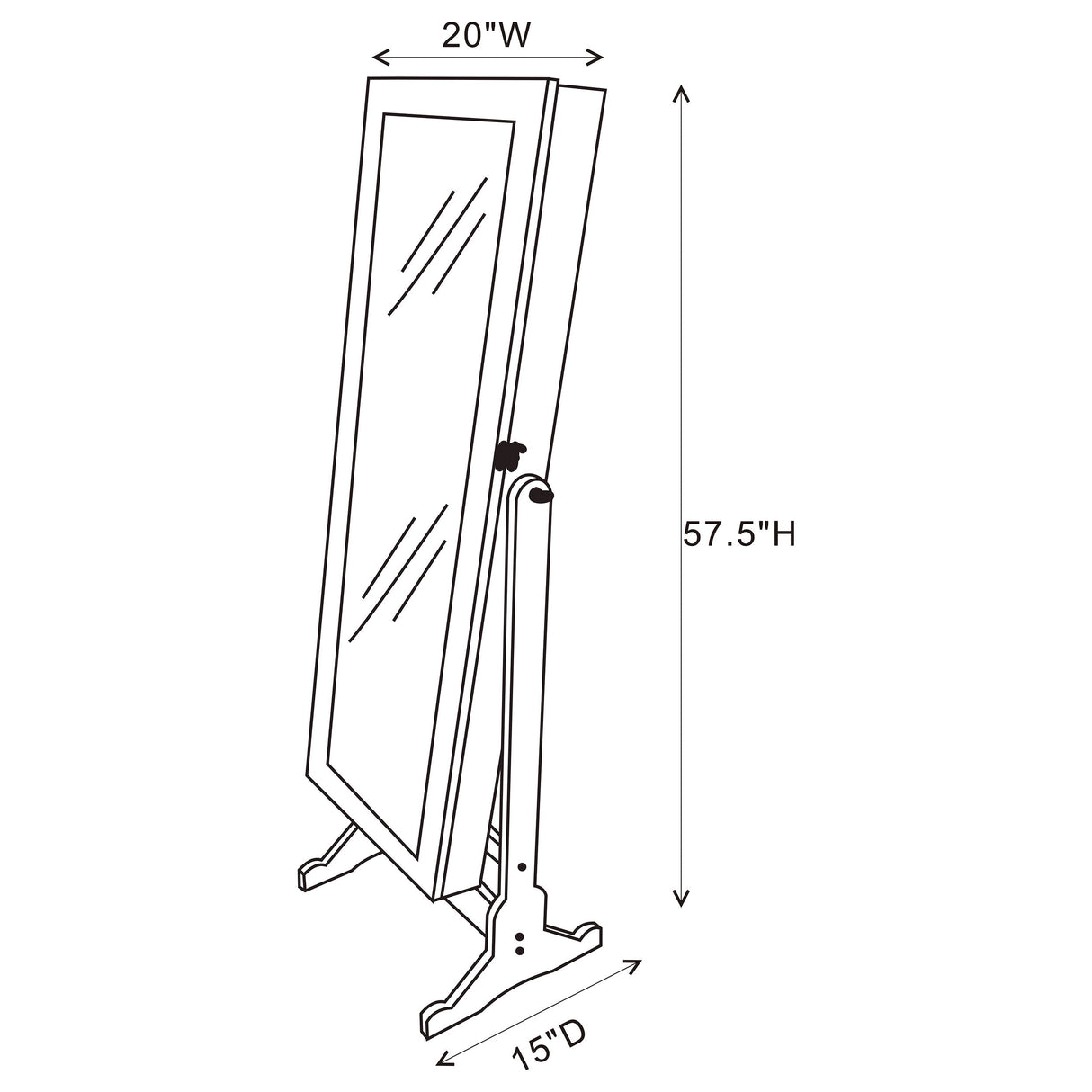 Zayas Storage Jewelry Cheval Mirror White