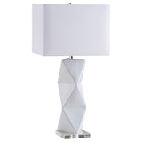 Camie Geometric Ceramic Base Table Lamp White