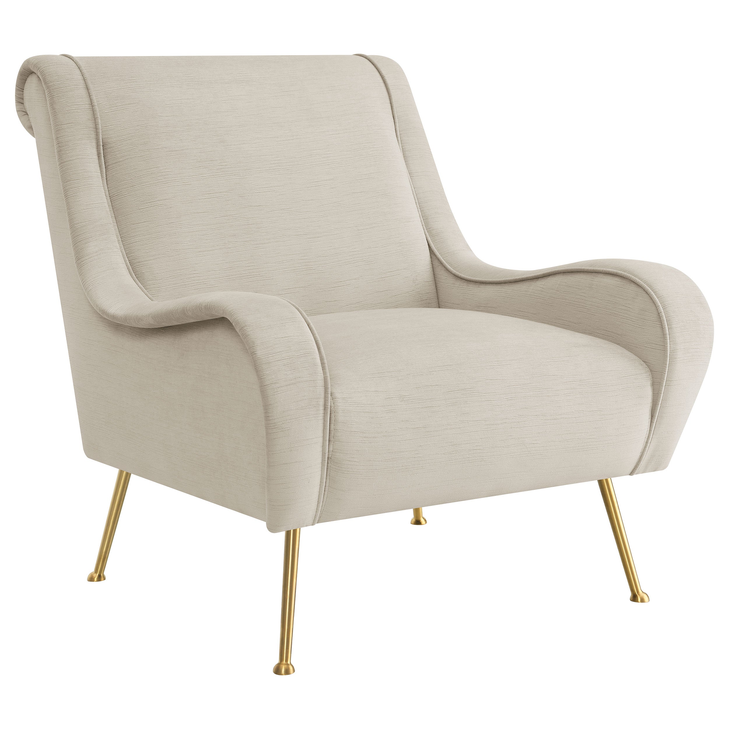 Ricci Upholstered Saddle Arms Accent Chair Stone and Gold