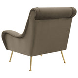 Ricci Upholstered Saddle Arms Accent Chair Stone and Gold