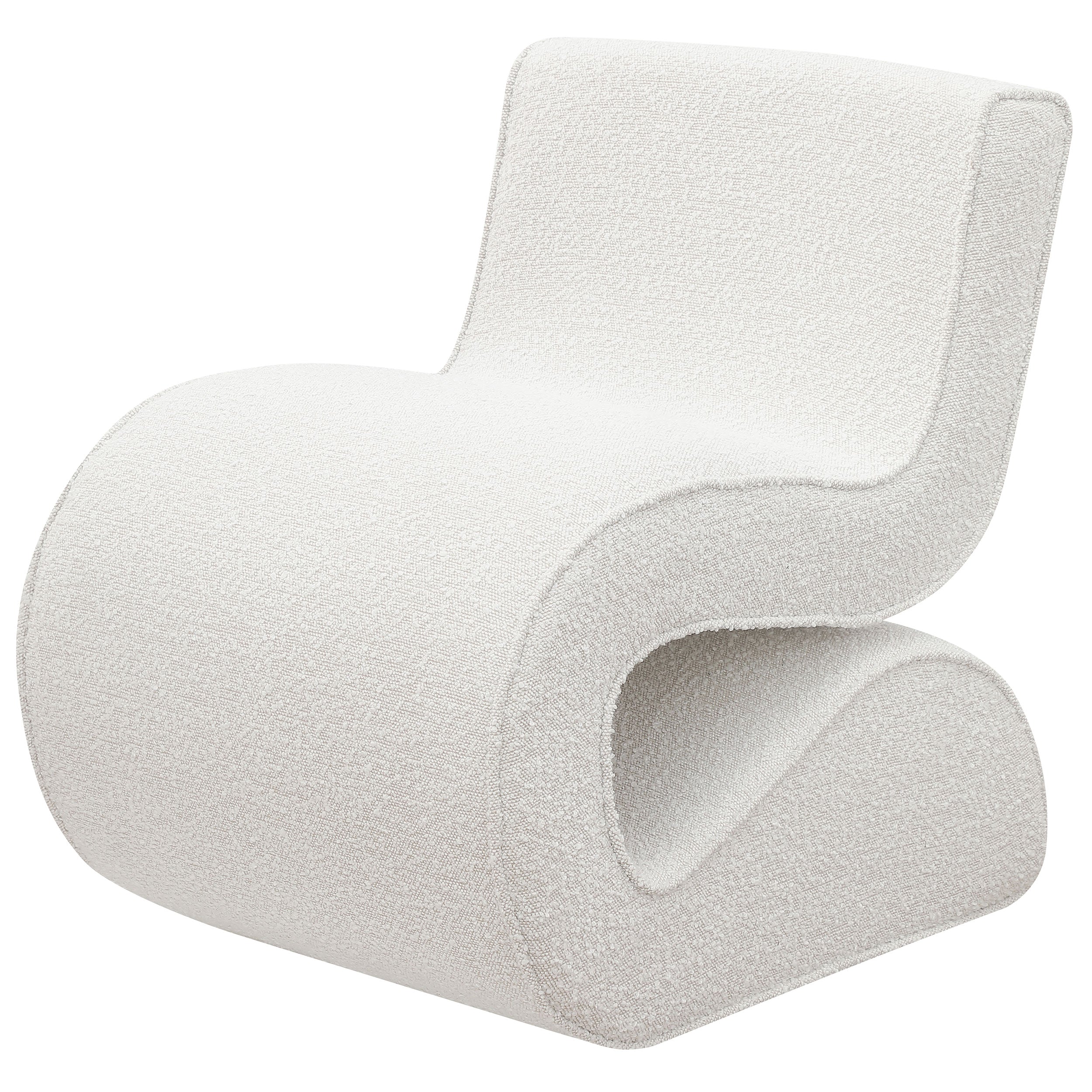 Ronea Boucle Upholstered Armless Curved Accent Chair Cream