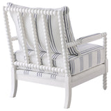 Blanchett Upholstered Accent Chair with Spindle Accent White and Navy