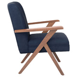 Cheryl Wooden Arms Accent Chair Dark Blue and Walnut