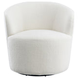 Joyce Upholstered Swivel Barrel Chair White