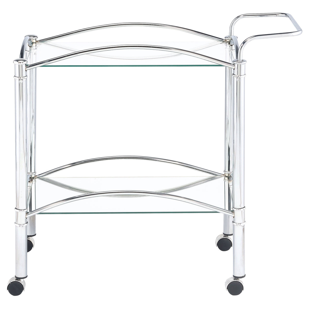 Shadix 2-tier Serving Cart with Glass Top Chrome and Clear