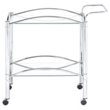 Shadix 2-tier Serving Cart with Glass Top Chrome and Clear