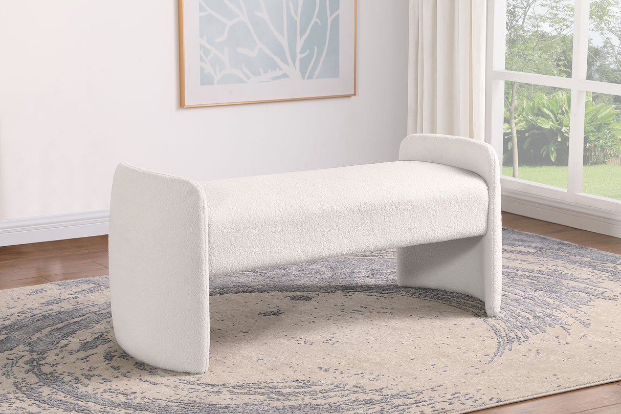 Peoria Velvet Upholstered Accent Bench Ivory