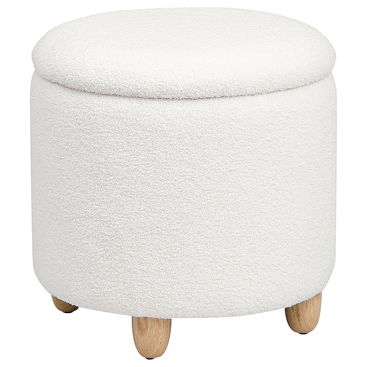 Valia Faux Sheepskin Upholstered Round Storage Ottoman Black