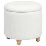 Valia Faux Sheepskin Upholstered Round Storage Ottoman Black