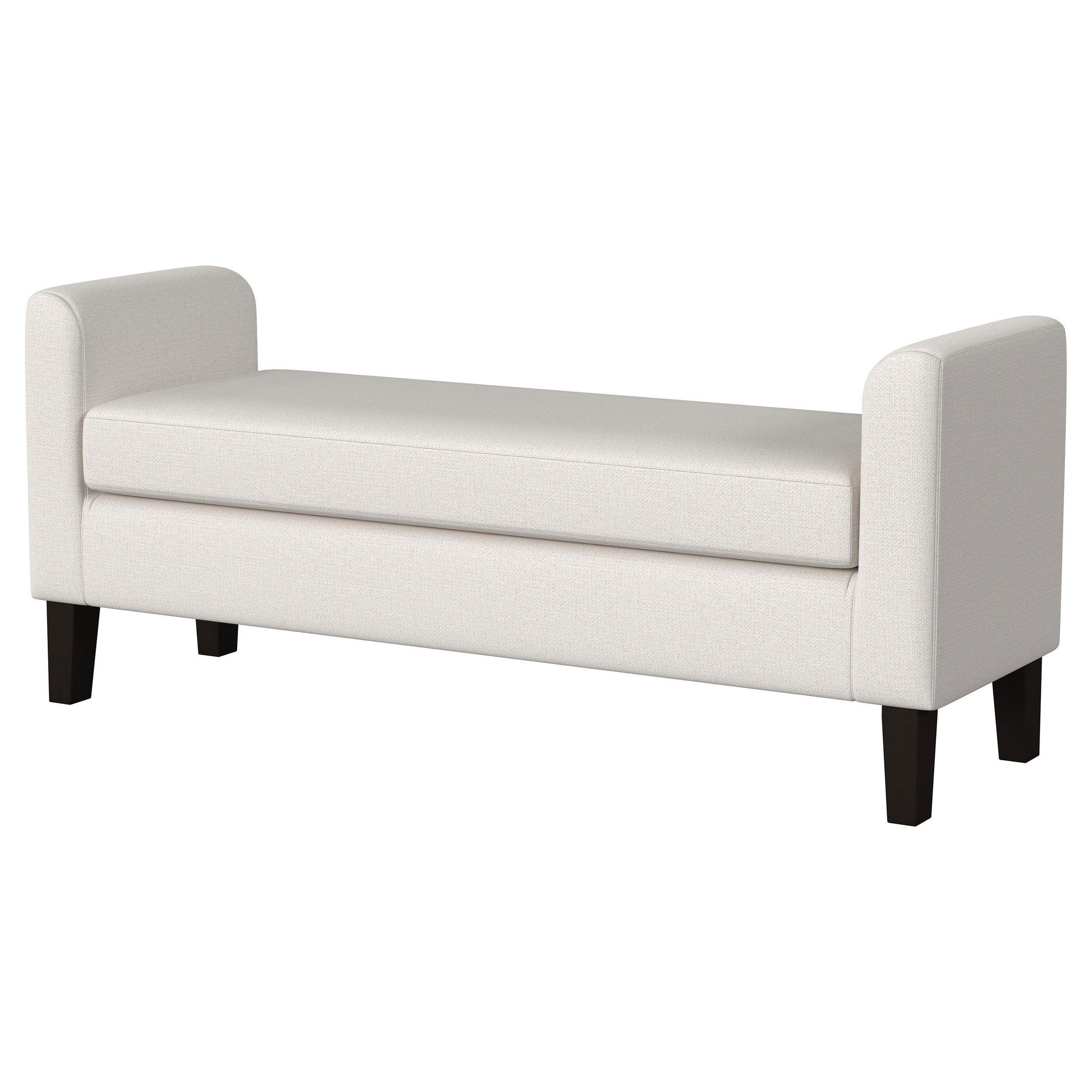 Rex Fabric Upholstered Accent Bench with Armrests Vanilla