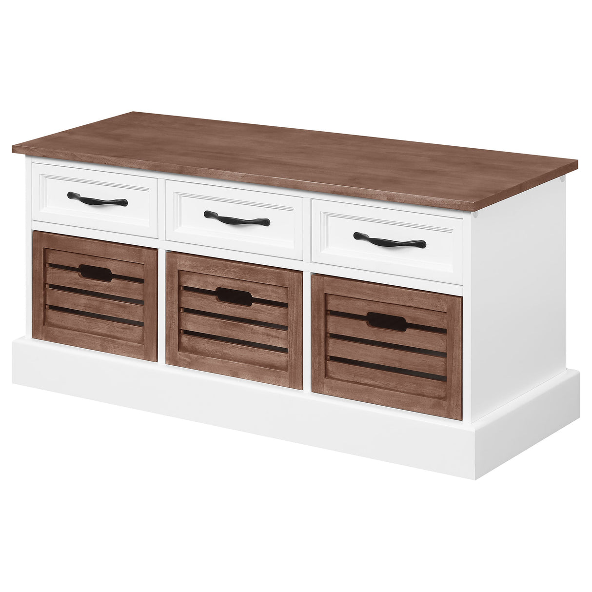 Alma 3-drawer Storage Bench White and Weathered Grey