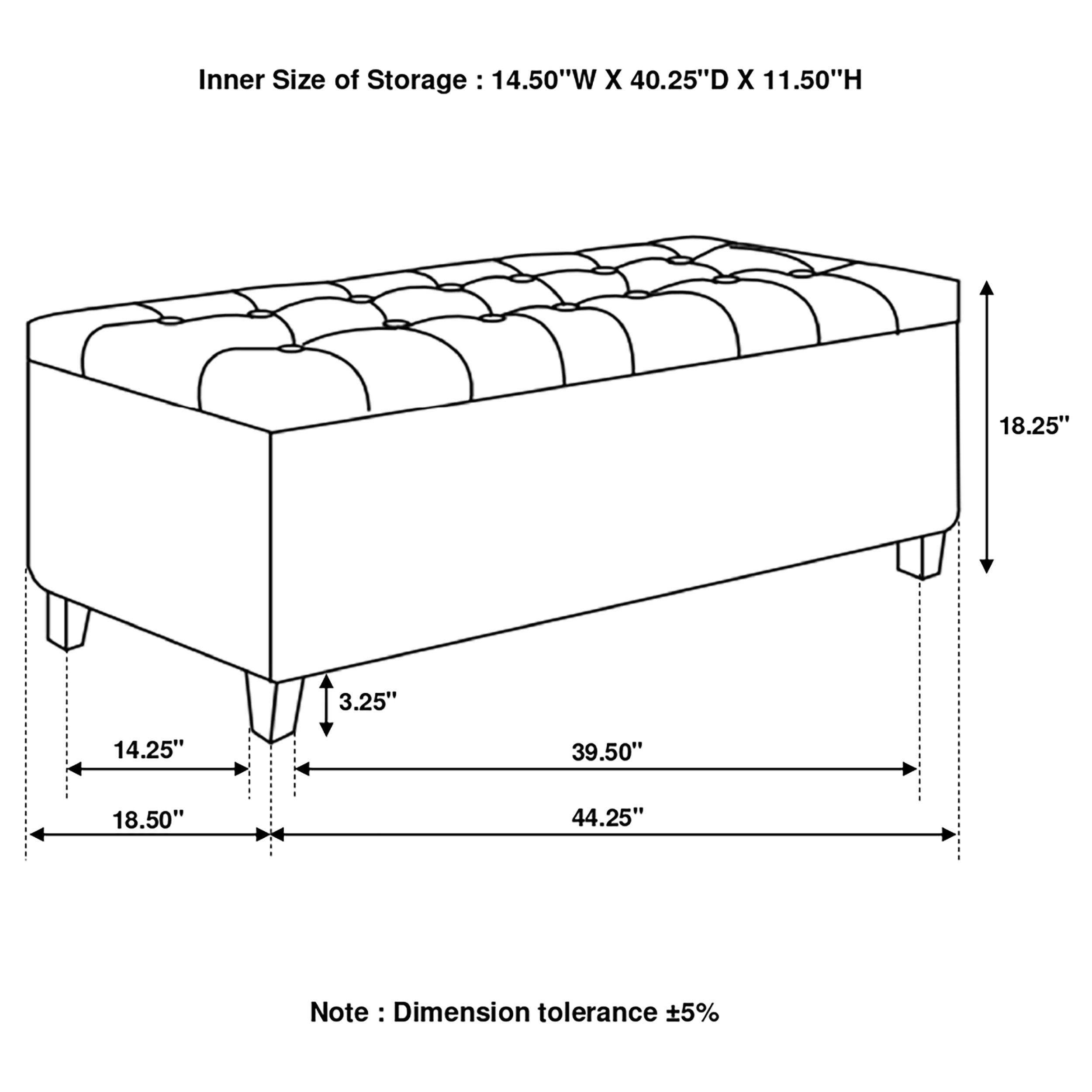 Cababi Upholstered Storage Bench Black and White