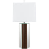 Elena 30-inch Square Tapered Mirrored Table Lamp Brown