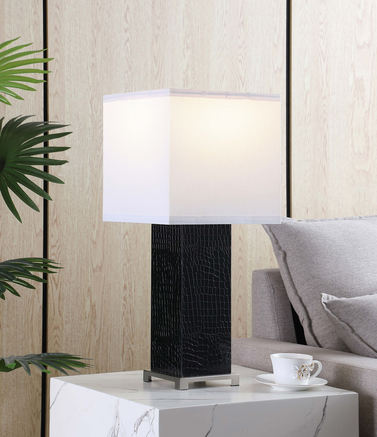 Bridle Square Shade Bedside Table Lamp Black