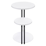 Hilly 3-tier Round Side Table White and Black