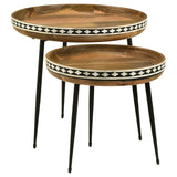 Ollie 2-piece Round Nesting Table Natural and Black