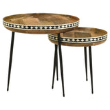 Ollie 2-piece Round Nesting Table Natural and Black