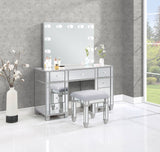 Allora 9-drawer Mirrored Storage Vanity Set with Hollywood Lighting Metallic