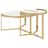 Delia 2-piece Round Nesting Table Clear and Gold