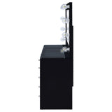 Acena 7-drawer Vanity Set with Lighting Black High Gloss