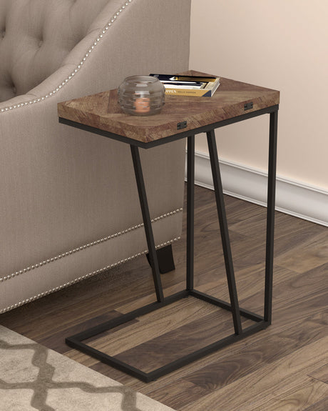 Carly Expandable Chevron Rectangular Accent Table Tobacco